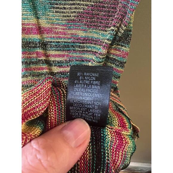 Vintage GUESS Jeans  Multicolor Short Sleeve Smocked Back Tie Knit Dress Small - Picture 10 of 10